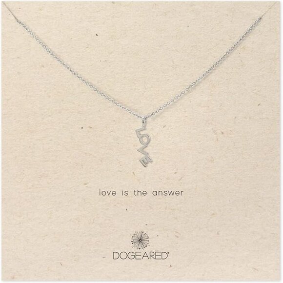 Dogeared Sterling Silver Love Is The Answer Love Hanging Necklace New - Picture 1 of 2